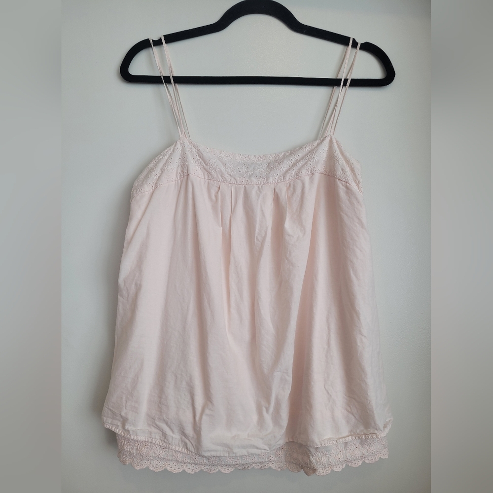 Daisy Fuentes Light Pink Babydoll Eyelet Trim Tank Size 8